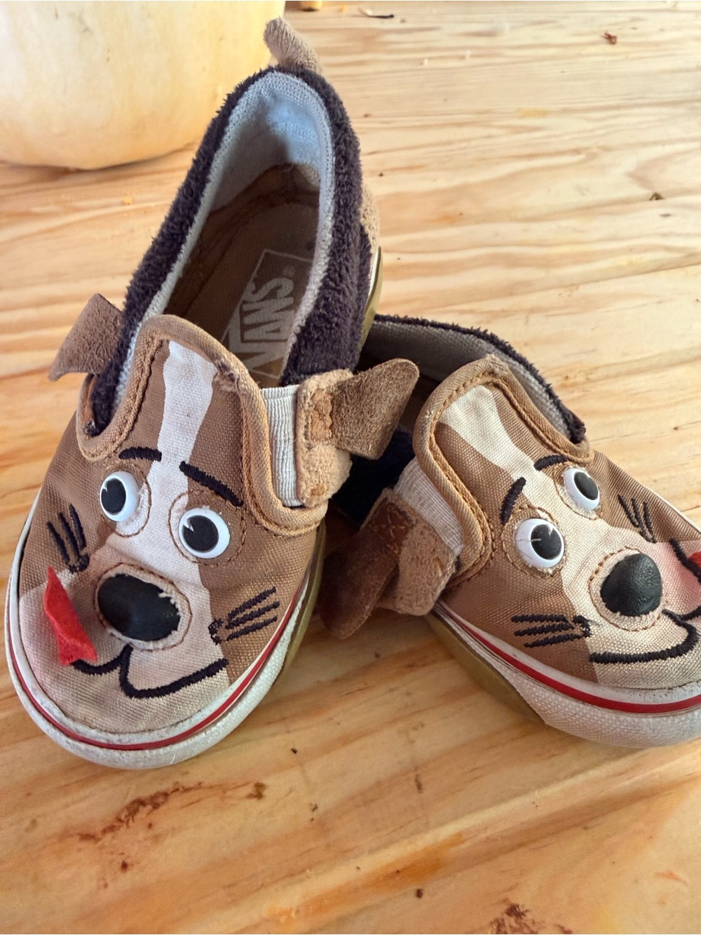 Vans Kids Brown & Tan Dog Face Slip-On Sneakers